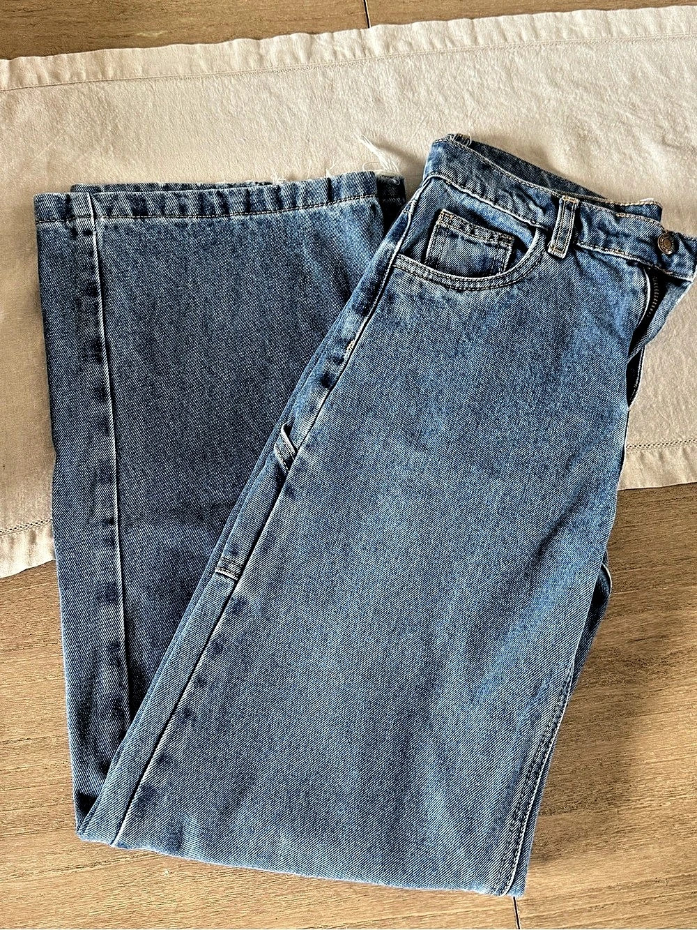 Rylee + Cru Wide Leg Jeans Waist 12 in Blue